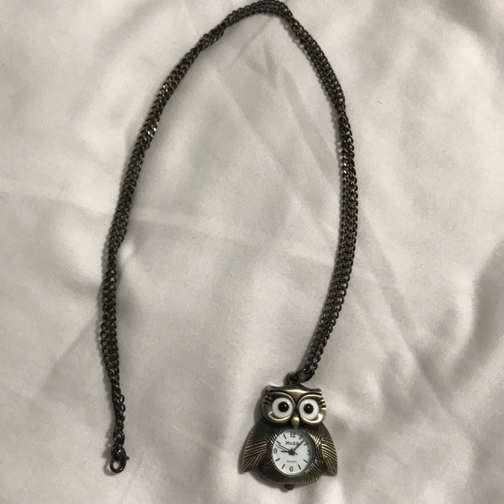 Owl watch necklace